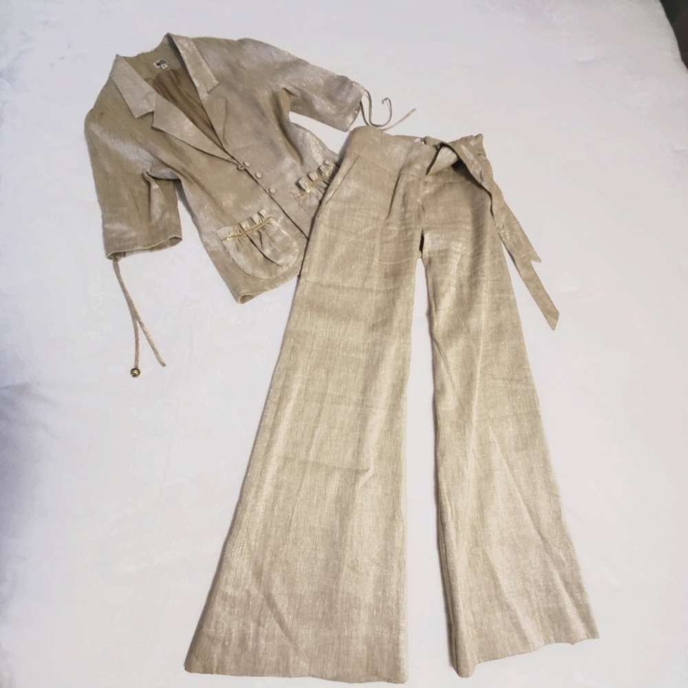 LOTTA STENSON Dedigner Linen Gold Pants Jacket